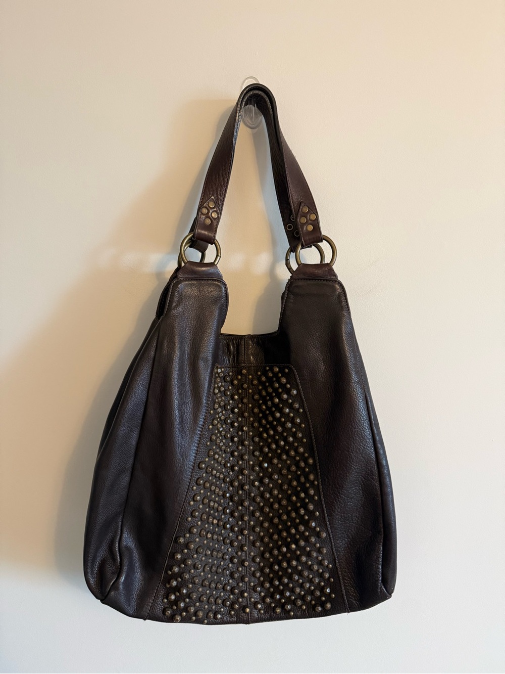LEATHEROCK STUDDED HOBO BAG